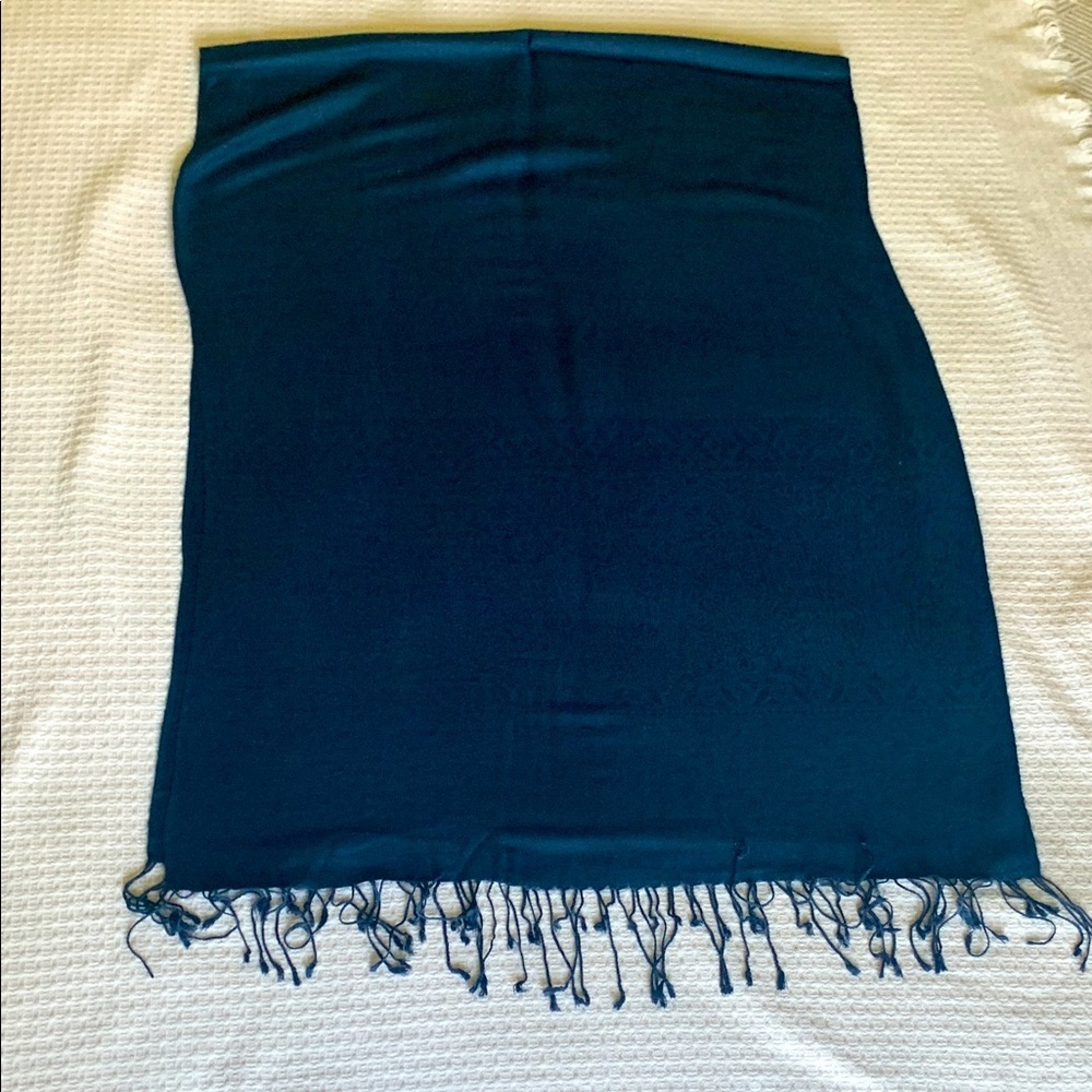 Classic Dark Teal Fringe Scarf Wrap
